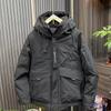 Mens Down Jacket Hooded Puffer Coat American Workwear Style Plus Size Winter Warm Outerwear