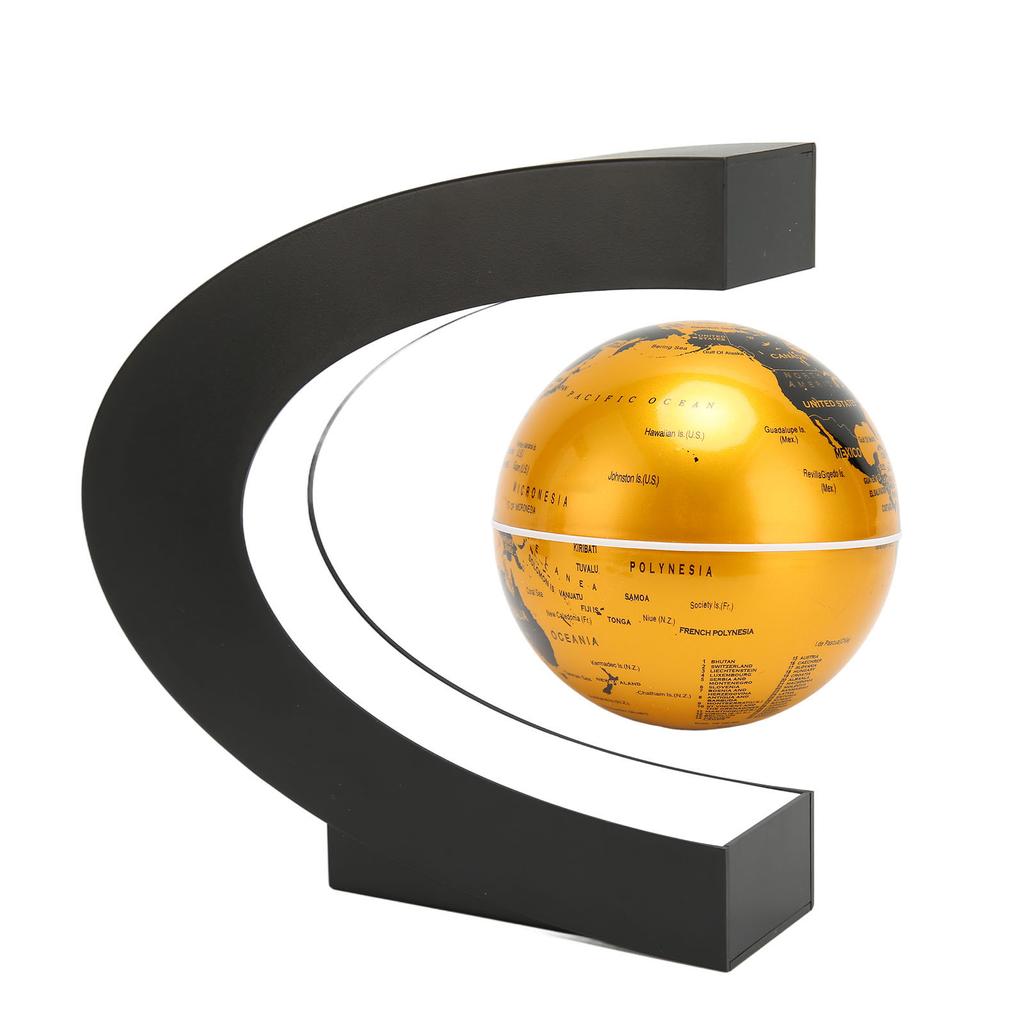 Magnetic Levitation Globe Golden Built In LED Frosted Texture C Shaped 3in 12V 1A Magnetic Levitatio