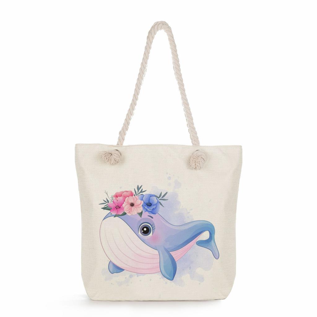 Многофункциональная Милые животные Принт Толстая веревка Плечо Пляжная сумка 7586