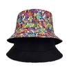 Летняя хлопковая шляпа-ведро, двусторонняя, можно носить, унисекс, рыбацкая шляпа с принтом граффити, уличная шляпа в стиле хип-хоп, шляпа от солнца