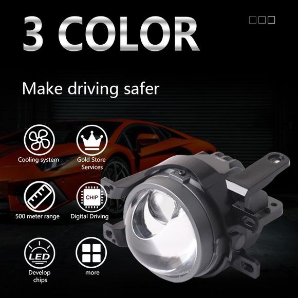 Three SANVI 3-inch Universal Bi-Beam LED Fog Lights: 35W White and Yellow Matrix Headlights