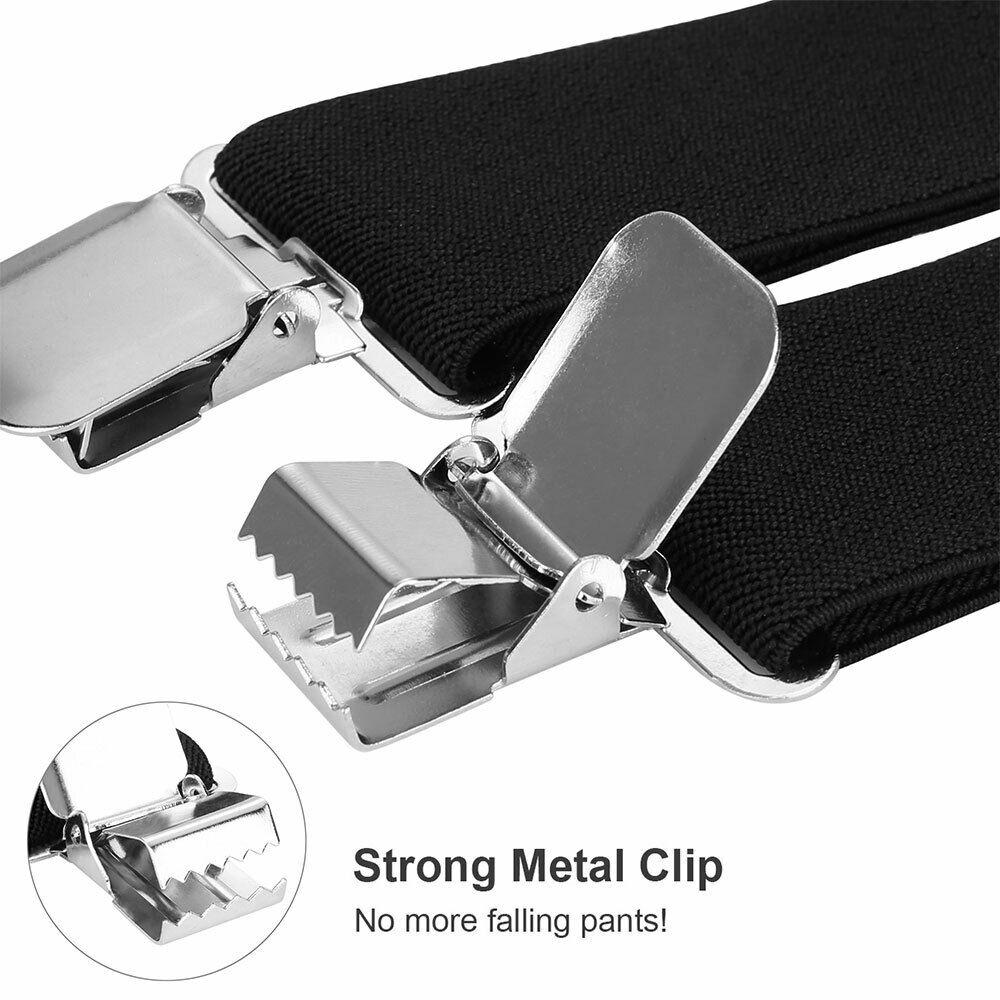 Men Braces Suspenders 5cm Back Heavy Duty Biker Snowboard Trousers Elastic 4 Clips -MX8 Mens Trouser Suspenders Braces Male