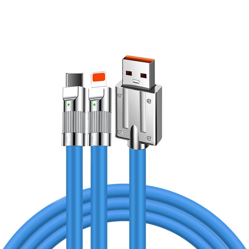 Цинковый сплав 2 в 1, жидкий силикон, 66 Вт, кабель для быстрой зарядки для Samsung OPPO, Xiaomi, зарядный кабель PD, 66 Вт, зарядный кабель для IPhone 14ro Max