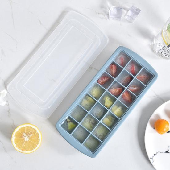 Форма для кубиков льда с крышкой, 21 ячейка, большая квадратная, силиконовая, пищевой силикон, легко доставать, защита от проливания, для морозильной камеры