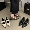 Retro Pointed Mary Jane Small Leather Shoes Women's British Autumn and Winter 2025 New Korean Version Thick Heel Loafu Single Shoes