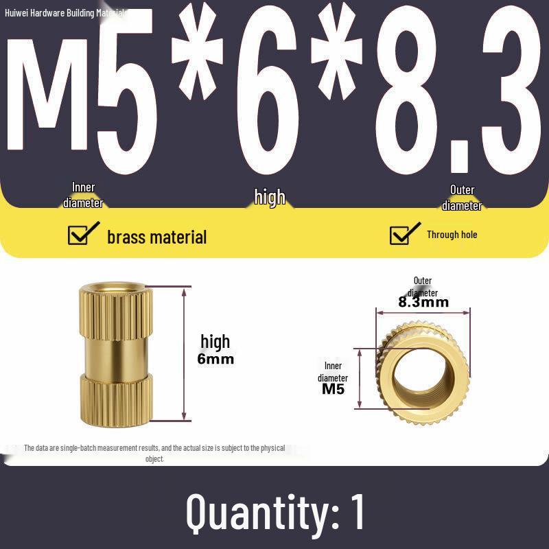Two-Way Injection Molding Copper Knurled Nut Insert (M2-M8)