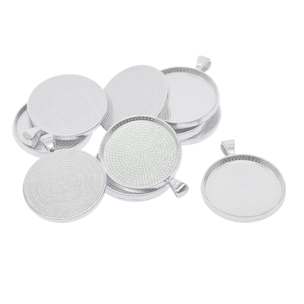 10Pcs Blank Round Bezel Tray Base for 42x33mm Cabochon Necklace Pendant 30mm