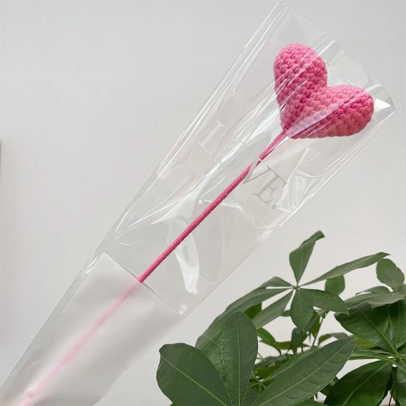 Милый букет цветов в форме сердца Вязаные крючком цветы Цветы ручной работы Подарки на День святого Валентина Украшение для вечеринки Букет Peluche Свадьба