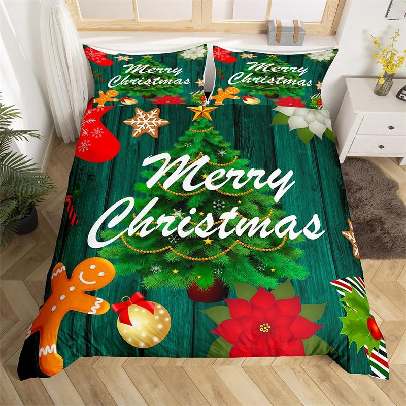 Merry Christmas Duvet Cover Deer Elk Red Bedding Set For Boys Girl Happy New Year Comforter Cover Winter Holiday Bedspread Cover