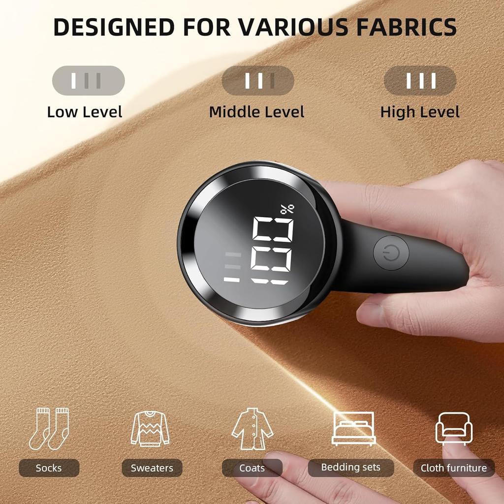 Перезаряжаемая портативная бритва для ткани, ворс, свитер, 1200 мАч, беспроводной удалитель пуха с цифровым светодиодным дисплеем для домашнего удаления ворса
