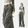 American Overalls Women's Spring and Autumn Hiking Pants High Waist Retro Loose Wide-leg Bow Casual Sports Cargo Pants