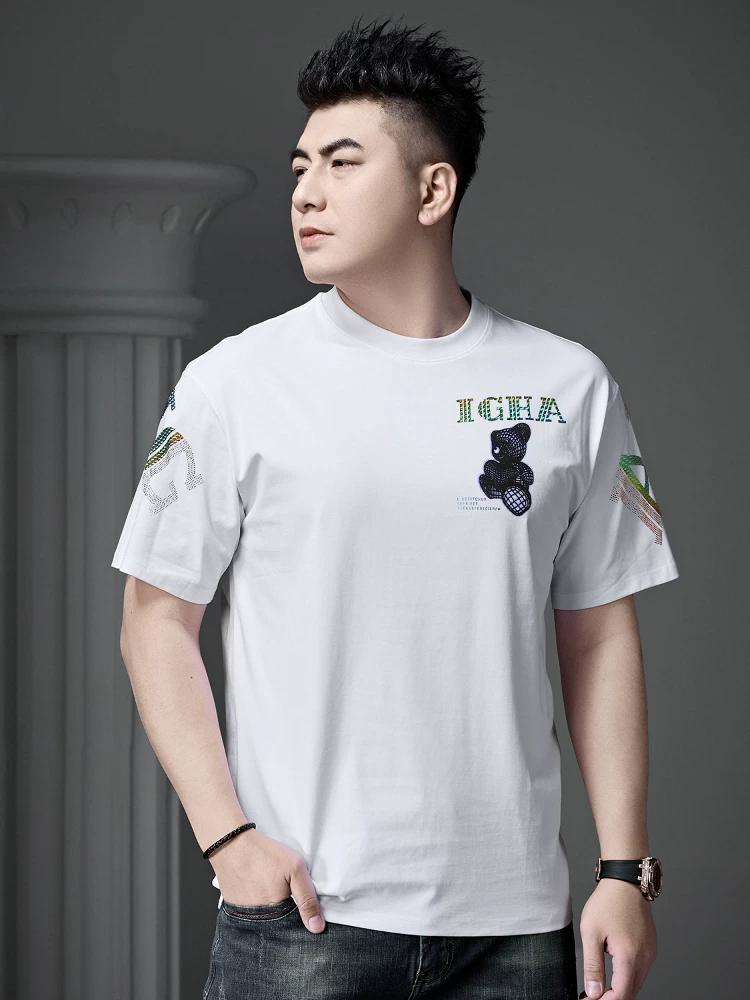 European Goods 2025 Summer New Fashion Brand Bear Print Short sleeve T-shirt Men's Top Casual Loose Half Sleeve T-shirt