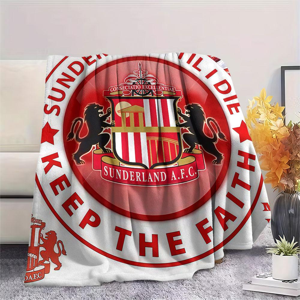 1PC Sunderland Association Football Club Patterned Flannel Blanket Suitable For All Seasons for Home Decor Warmth and Comfort Gifts Holiday Present