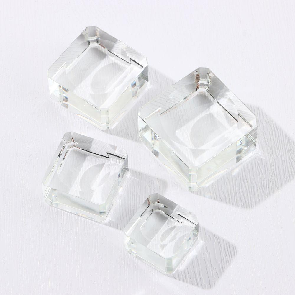 Transparent Glass Square Transparent Support Glass Holder Crystal Sphere Base Ball Display Stand