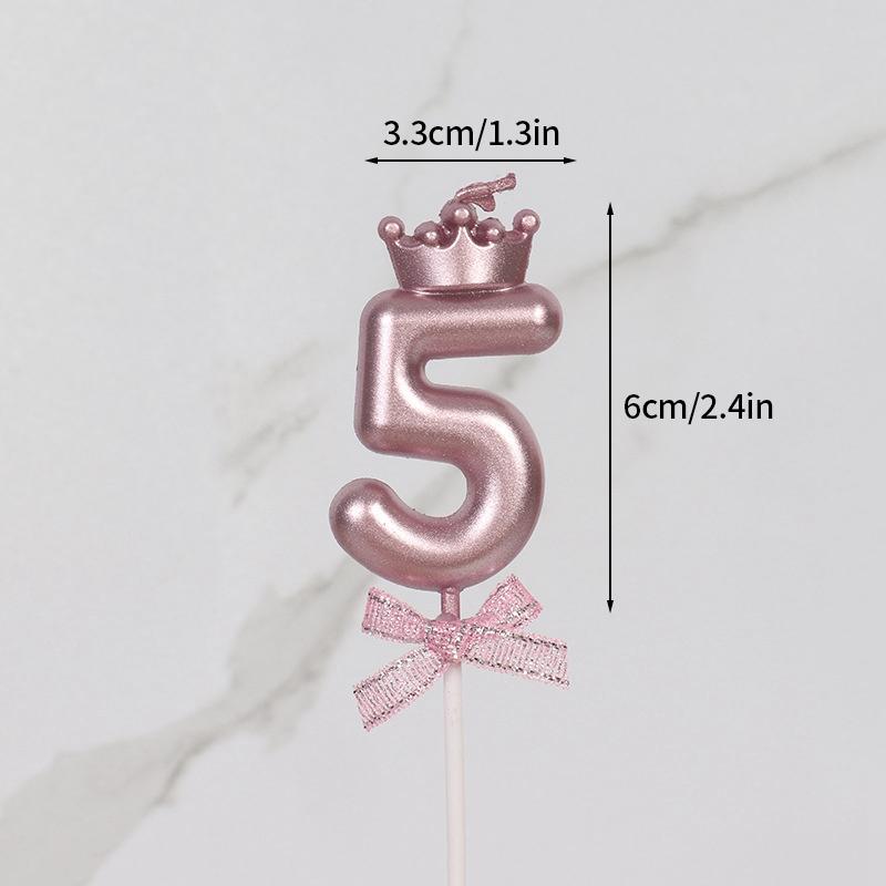 Розовая свеча-корона День рождения 0-9 Номер Украшение для торта Цифровые свечи Десертная вставка Декор Вечеринка Юбилей День Украшение для торта