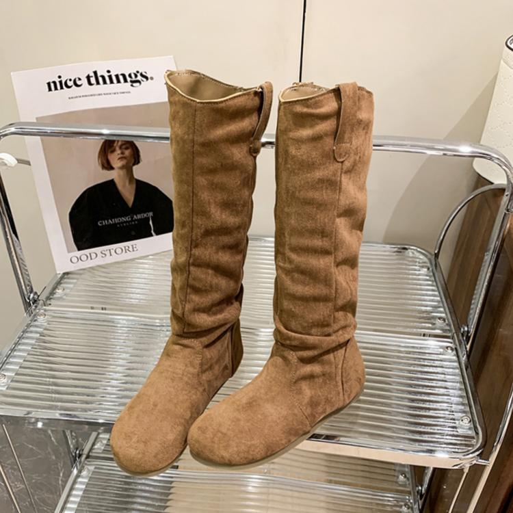 Fashion Flats Women Knee Snow High Boots Platform Suede Shoes Winter 2025 Trend Casual Non Slip Walking Shoes Fashion Party Botas Mujer