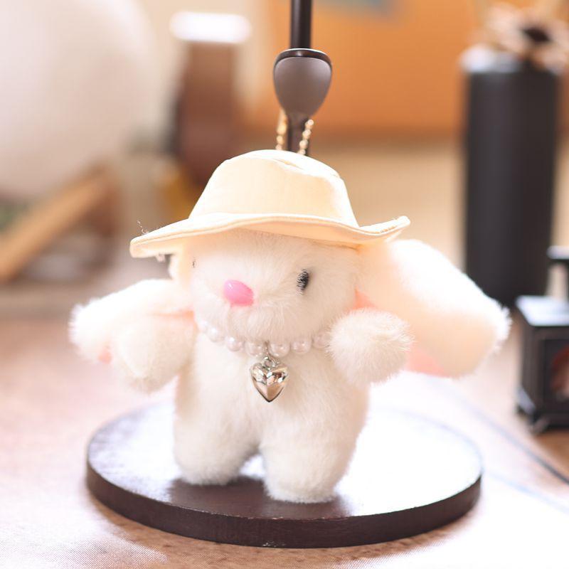 Cute Cartoon Bunny Plush Keychain Sweet Stuffed Rabbit Doll Keyring Bag Pendant Backpack Hanging Deocration Girl Gifts