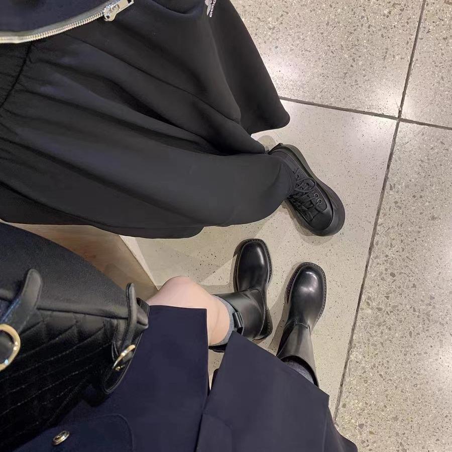 Cowhide~ Grape Mother Has the Same Small Thick-soled Long Boots for Women, Big Tube Circumference Fat Mm Thick Legs But Knee Knight Boots