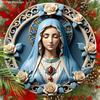 Elegant Wooden Sign with Our Lady Pattern, Unique Round Sign for Wall Front Door Hanging Decor, Ideal Festival Ornament