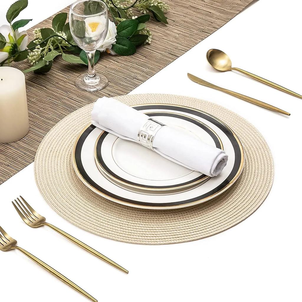 6 шт. плетеные круглые коврики для кухонных обеденных столов, дорожка для обеденного стола, теплоизоляция, нескользящие моющиеся салфетки, рождественские коврики для стола, украшение для дома, подставка для подставок