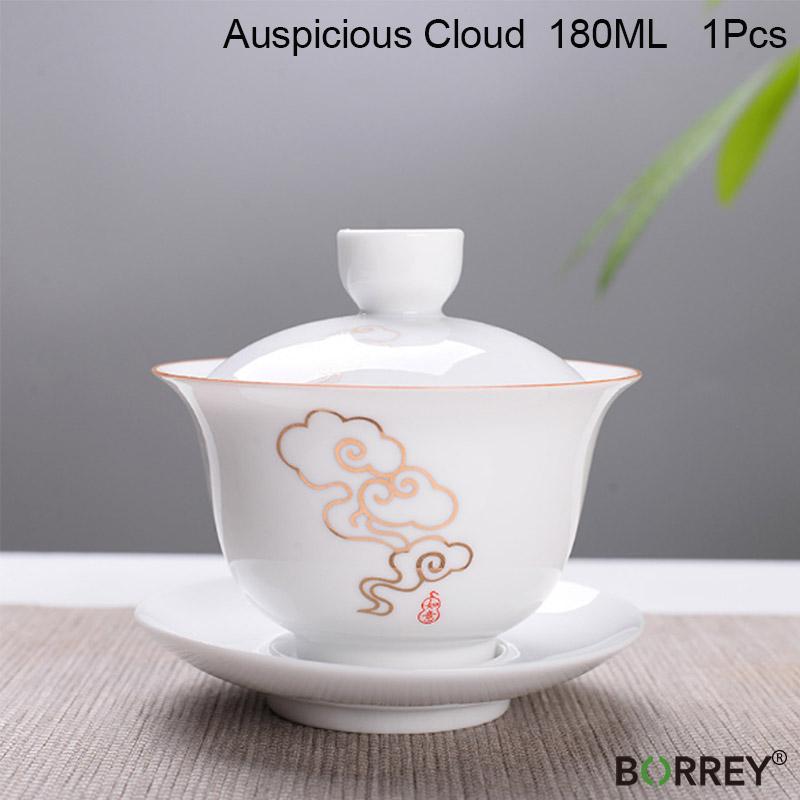 BORREY Bone China Gaiwan Белый Фарфоровый Чайник Дорожный Чайный Сервиз Кунг-Фу Ручная Роспись Керамическая Гайвань Офисная Чайная Чашка Puer Kettlle