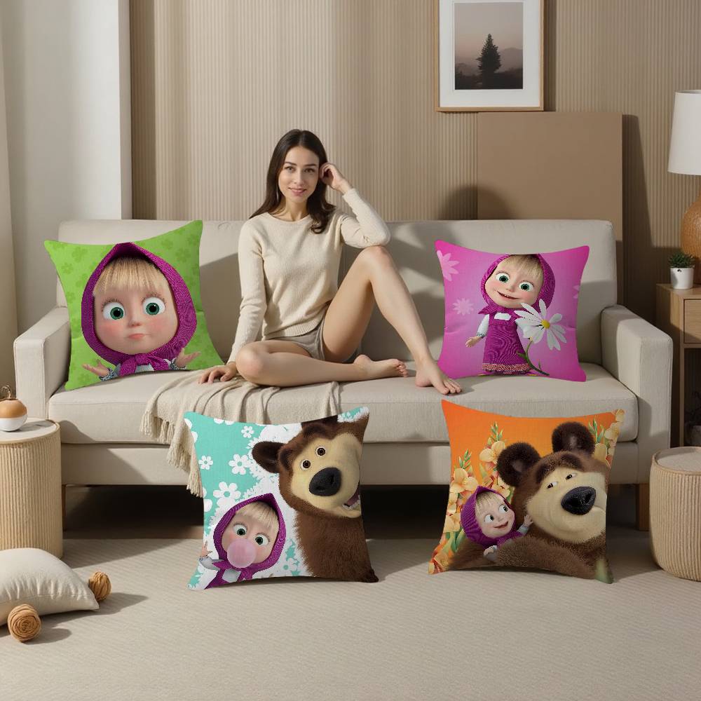 MMasha And BBears Personalized picture text home decorative pillows Household Gifts 45x45cm