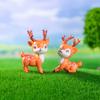2 Pcs Mini Sika Deer Figurines Hand-colored Deer Miniatures Mini Animal Statues for Fairy Gardens Bonsai Micro Landscape