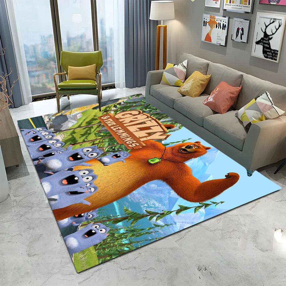 3D Grizzy and The Lemmings Cartoon Carpet Rug для дома, гостиной, спальни, дивана, коврика для двери, детский коврик, нескользящий напольный коврик