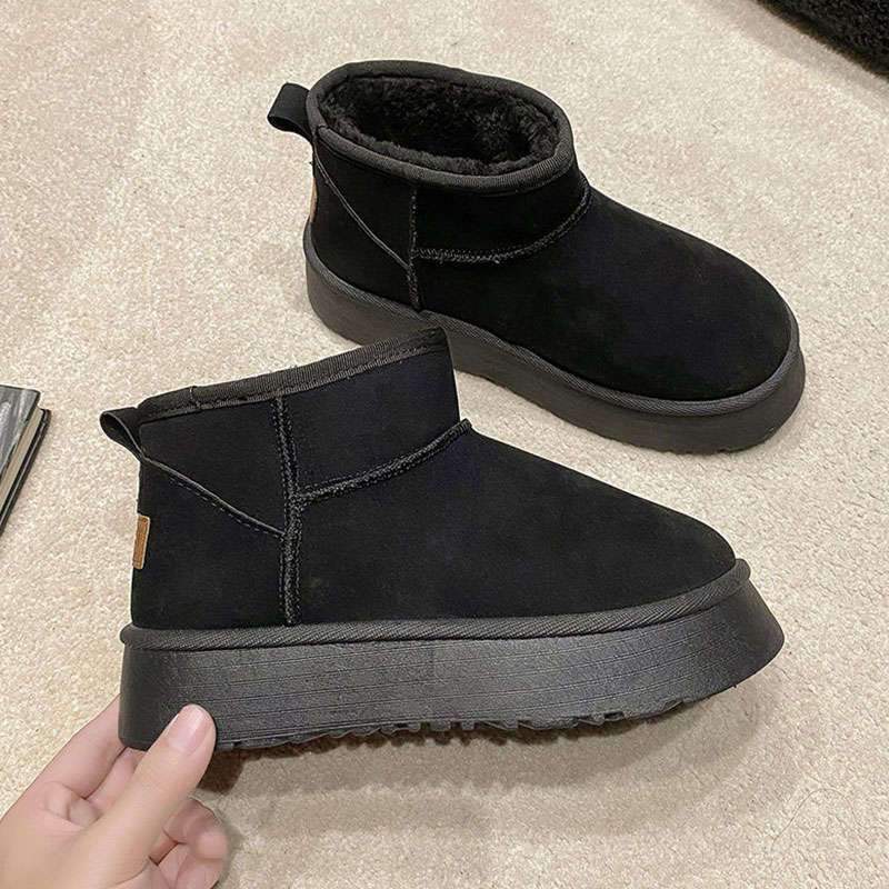 Fleece Snow Boots Women Wear Thick Soles Winter 2025 New Fur Integrated Short Boots Thickened Non-slip Cotton Shoes