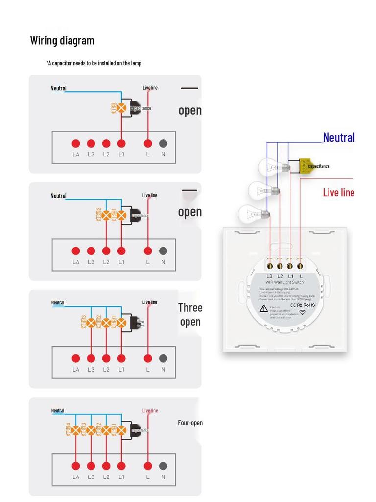 Smart WiFi & RF433 Touch Switch with European & UK Standards - Compatible with Smart Life/Tuya