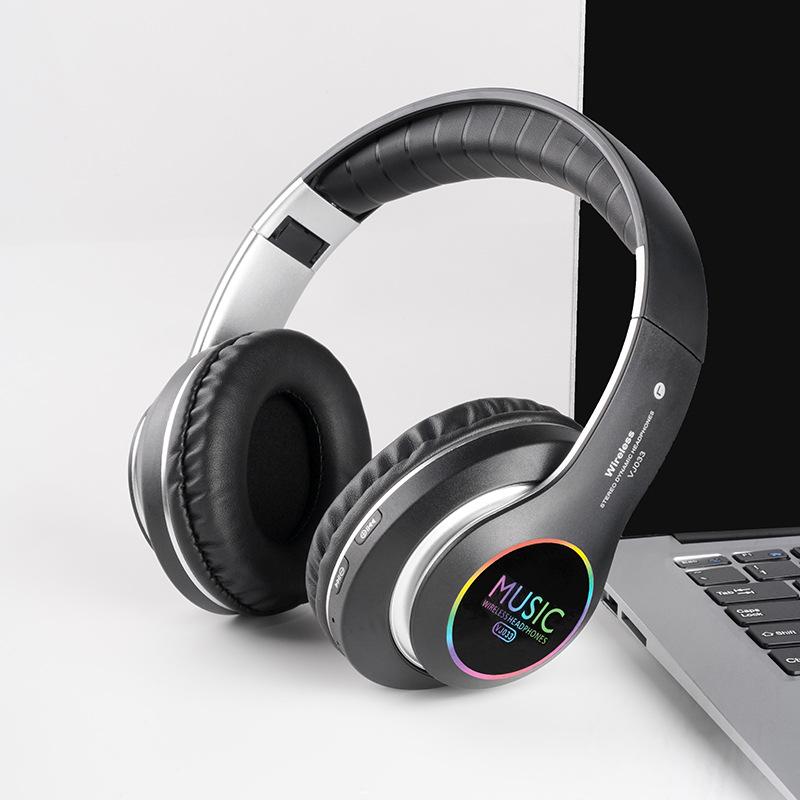 Складные беспроводные Bluetooth-наушники VJ033 со светодиодной подсветкой и слотом для карт для спорта