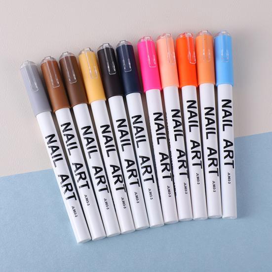 Набор из 12 цветных ручек для нейл-арта своими руками, быстросохнущие акриловые краски, маркеры для быстрых граффити-рисунков, двухсторонние ручки для ногтей