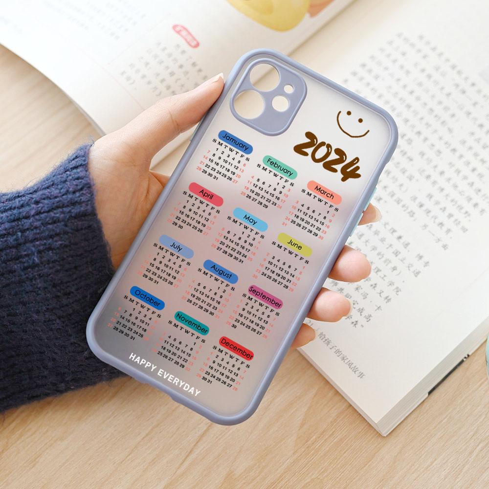Чехол-календарь 2024 для iPhone 15 14 13 12 11 Pro Max Mini X XR XS SE Жесткий противоударный задний чехол для iPhone 7 8 Plus