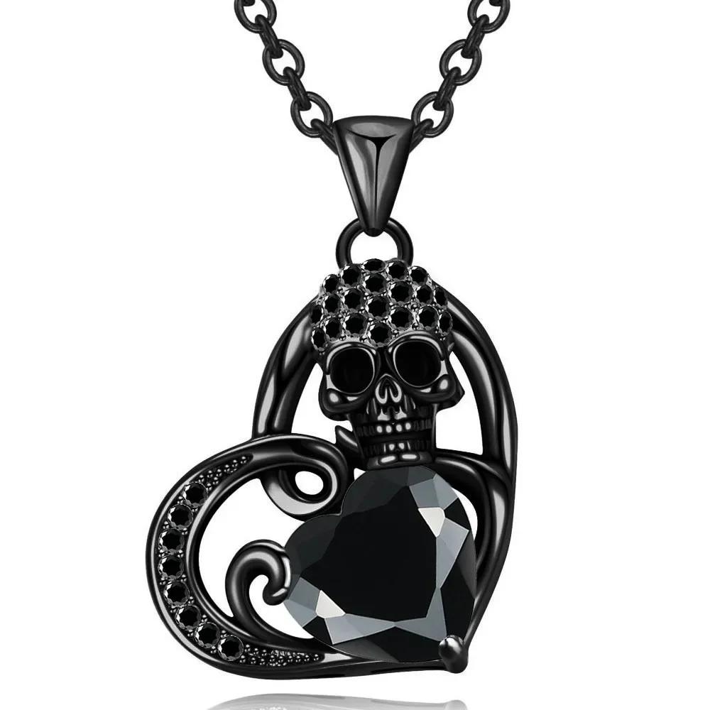 Сердце Фиолетовый Красный Крыло Ангела Кристалл Циркон Женский Череп Черный Кулон Ожерелья День Матери Хэллоуин Рождество Ювелирные Изделия