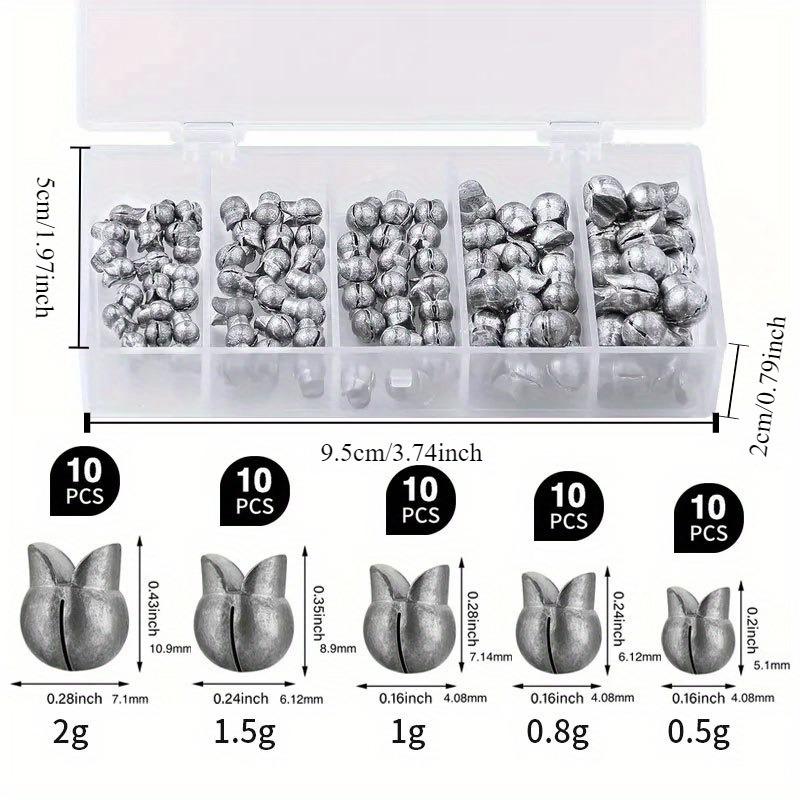 50/100 шт. 5 размеров Набор рыболовных грузил Разъемные грузила Круглые Съемные рыболовные грузила