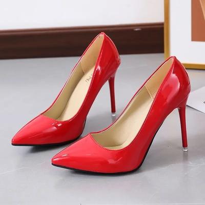 Сапатос де такон альто де чароль для женщин, кальсадо де бода, пунта эстреча, сексуальный, однотонный цвет, высокий 44