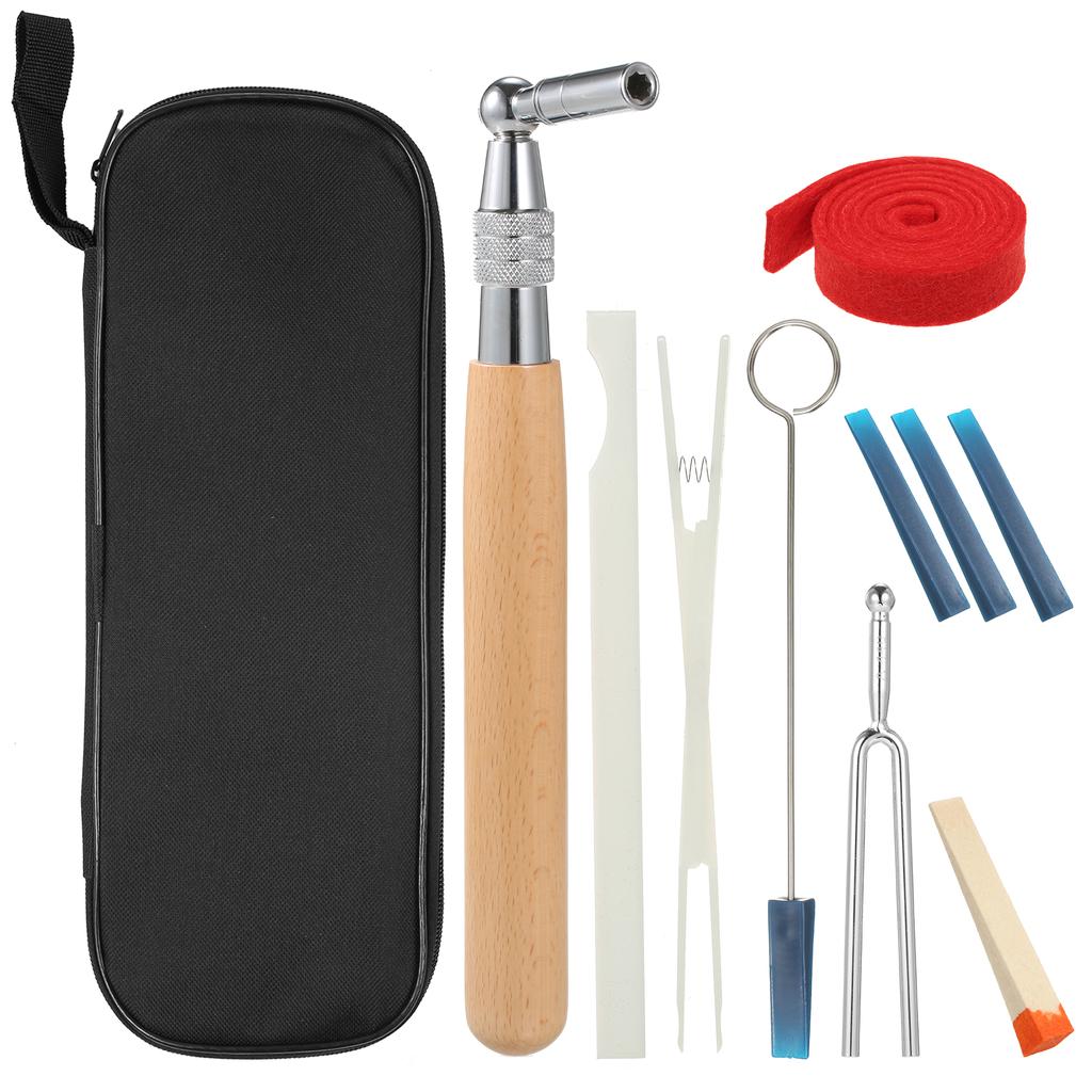 10 шт. Набор для настройки фортепиано, профессиональный набор инструментов для настройки, настроечный ключ с длинной ручкой, резиновые сурдины, темперированная фетровая полоска