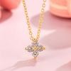 Мини Маленькое Ожерелье Клевер на Удачу Женское с Бриллиантами Простое Универсальное Милое Нежное Премиальное Ожерелье Цепочка для Ключиц
