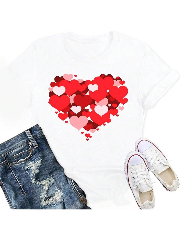 Valentines Day Shirts For Wounisex Cute Love Heart T-Shirt Romantic Valentine Couple Tee Tops