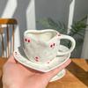 Вишни, собранные вручную и расписанные вручную, изысканные керамические кофейные чашки и блюдца в ретро-стиле, чашки для послеобеденного чая