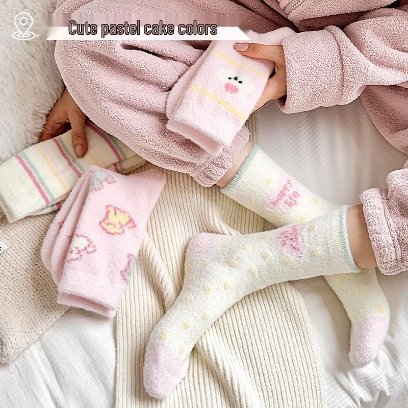 Уютные женские носки для беременных из кораллового флиса - Толстые, теплые из австралийской шерсти и хлопка для дома, сна, осени и зимы