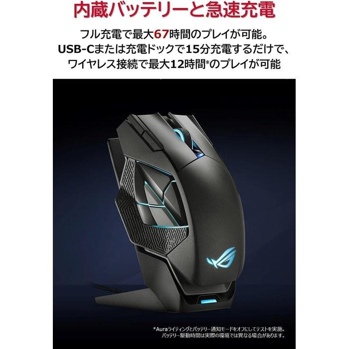 ASUSTek ROG Spatha X MMO Беспроводная игровая мышь, 19000 точек на дюйм, 12 кнопок, Двойной режим, Батарея 67 часов, Черный