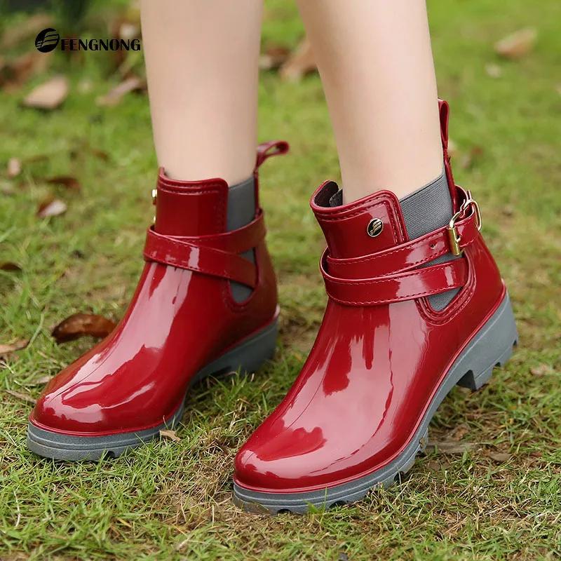Women Rain Boots Waterproof Womens Boots Rubber Shoes Fashion Outdoor Casual Platform Rain Boots PVC Rain Shoes for Women