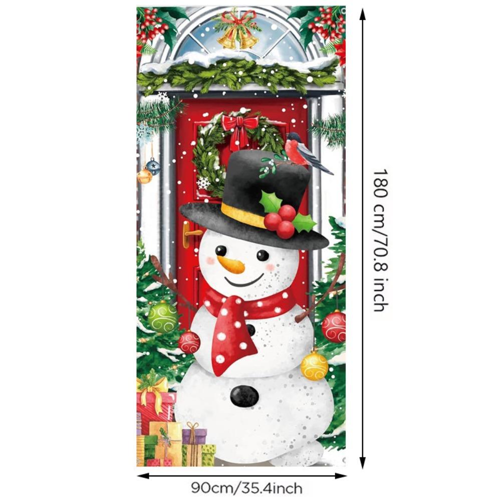Background Christmas Door Cover Door Hanging Fabric Flag Cute Door Banner Christmas