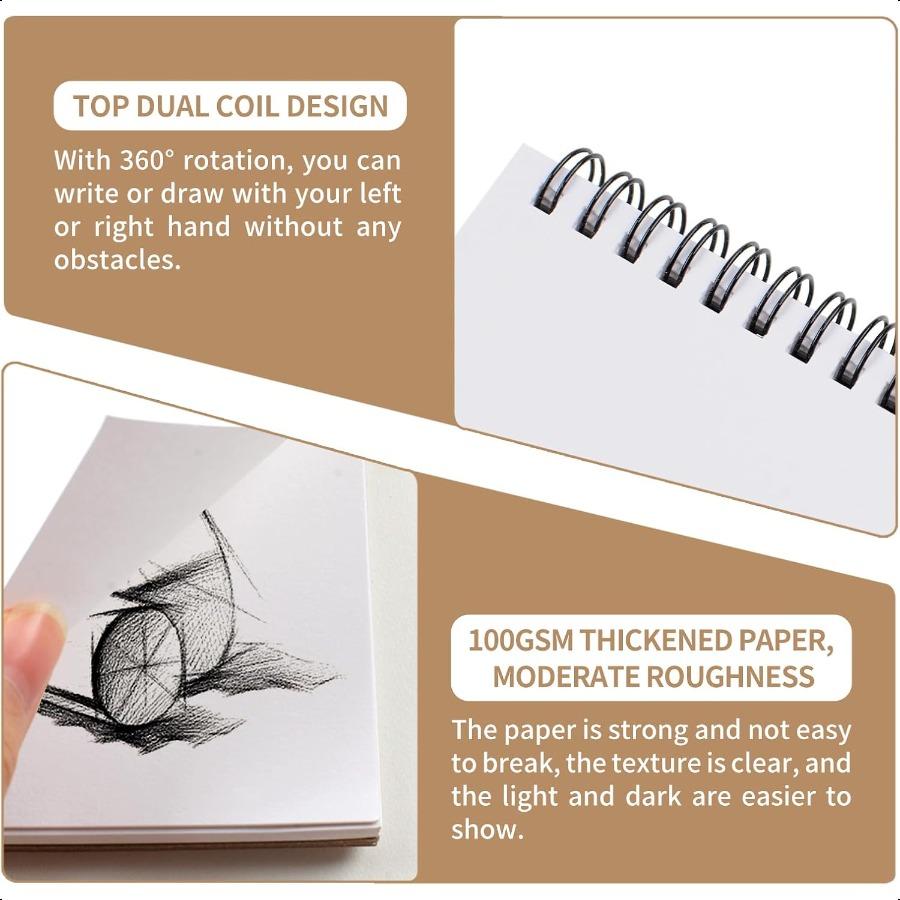 Utron 2 шт. Скетчбук 5,8 x 8,3 Маленький блокнот для эскизов 100 г/м² 68 фунтов Скетчбук для рисования A5 Бумага для рисования Плотный Маленький блокнот для рисования