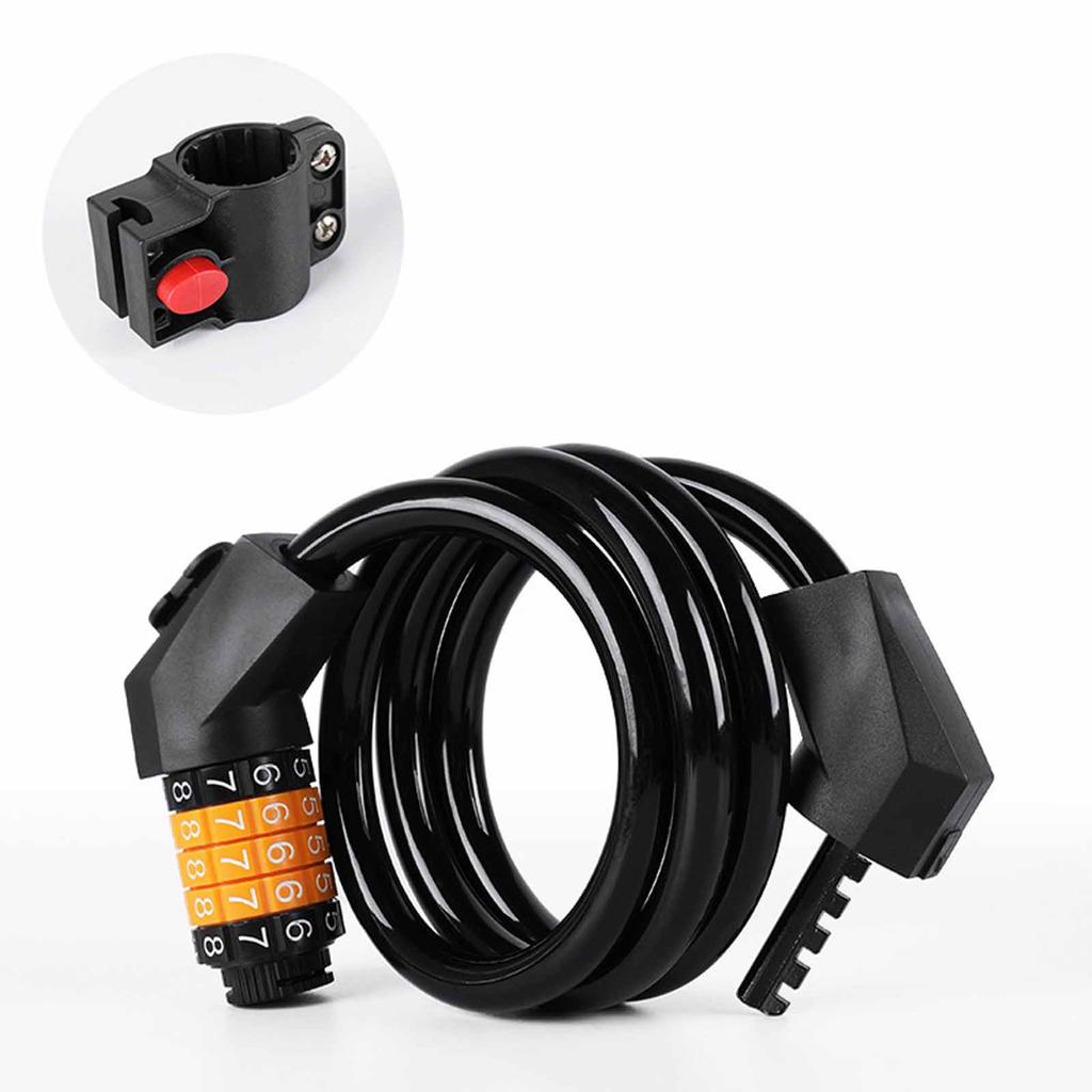 Замок для электровелосипеда и горного велосипеда – Портативный утолщенный стальной трос, сплав – Комбинационный замок от кражи