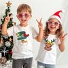 Kids Christmas Shirts Deer Snowman with T-shirt Cotton Tops Boys Girls Xmas Party Outfit Children Holiday Tee