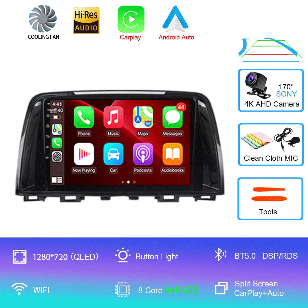 Автомагнитола Для Mazda 6 GJ Atenza 2012 2013 2014 2015 2016 2017 Android 14 Carplay Auto Автомобильный мультимедийный видеоплеер GPS Навигация