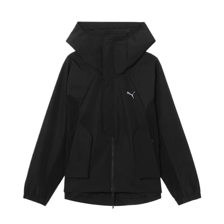 Puma Базовая тканая куртка с поздним добавлением логотипа Спортивная повседневная ветровка Свободного кроя Куртка с капюшоном Унисекс Куртка Черный 635735-01