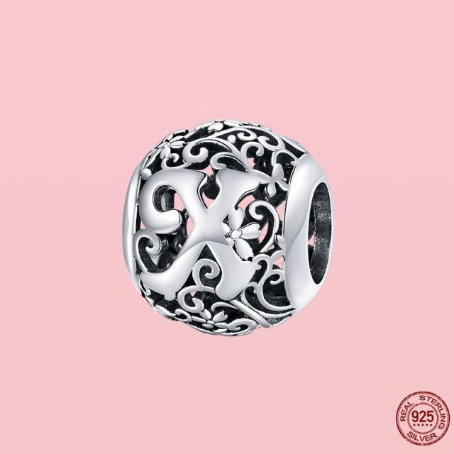 Новое поступление 925 пробы серебряный кулон круглой формы с буквами от A до Z подвески бусины подходят оригинальный браслет ожерелье ювелирные изделия